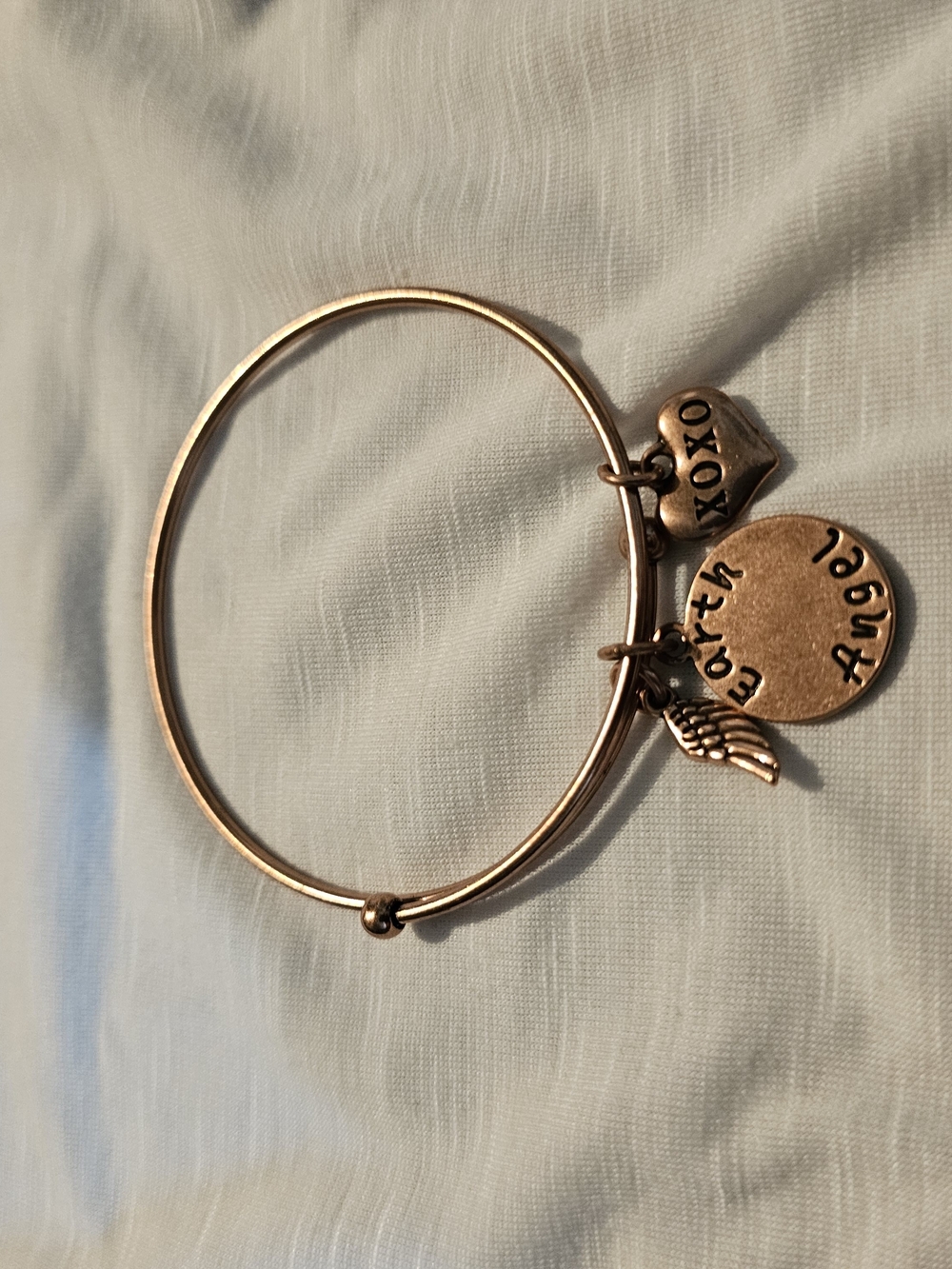 Gold-Tone Angel Charm Expandable Bangle Bracelet